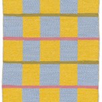 Rag Tiles - handwoven rug with cotton fabric strips on linen warp by Nancy Kennedy